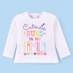 Babyhug Cotton Knit Full Sleeves Text Printed T-Shirt - White-image-47