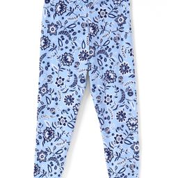 CrayonFlakes Full Length Floral Printed Super Stretch Leggings - Blue-image-35
