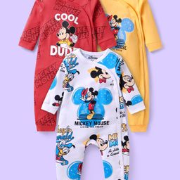BABYHUG DISNEY BOYS PACK OF 3 FULL SLEEVES ROMPERS WITH MICKEY MOUSE GRAPHICS-image-56