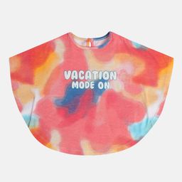 MINI KLUB Cotton Half Sleeves Tie Dye Typography Printed Top - Pink-image-16