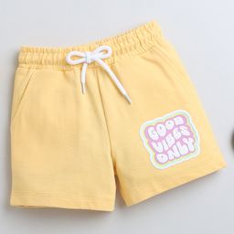 BUMZEE Cotton Woven Above Knee Length Shorts Text Print - Yellow-image-22