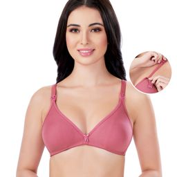 Bella Mama Maternity Non Wired Nursing Bra - Light Pink-image-47