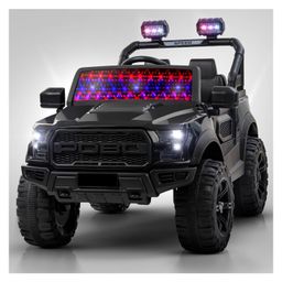 Srecap Battery Operated Jeep for Kids, Ride on Toy Kids Car with RGB Windshield Light & Music | Electric Jeep Battery Car - Black-24