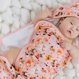 THE PLUSH CLUB Bamboo Baby Animals Designed Hooded Towel - Pink-picture-17