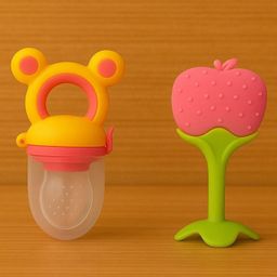 Badal Kidz Presents combo of 2 includes 1 Standing Fruit Teether and 1 Mickey Fruit Feeder - Pink , Pink-image-66