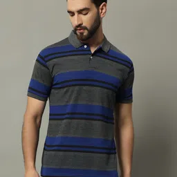 GET GOLF Men Striped Polo Collar Cotton T-shirt-image-66