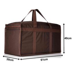 Kuber Industries Rexine Waterproof Large Storage BagCloth Organizer with 2 Side Zipper Closure and Handle,Dark Brown, image 3