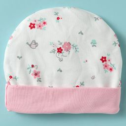 Ben Benny Interlock Knit Cap Mitten & Booties Set with Floral Print White - Diameter 10 cm image 3
