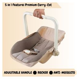 JoyRide DLX Carry Cot & Rocking Chair with Adjustable Handle & Mosquito Net| Large Canopy | 3-Point Safety Lap Belt | Double Cushioned Washable Seats image 4