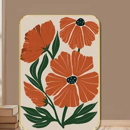 SAF White & Orange Rustic Floral Sparkle Lamination Wooden Wall Art-18