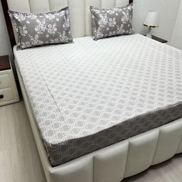 Pure Decor Royal Majestic Grey Printed Pure Cotton 380TC King Bedsheet Set 2.74 m x 2.74 m-image-81