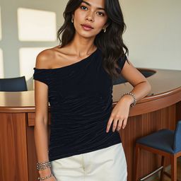 H&M Off-The-Shoulder Velvet Top-image-21