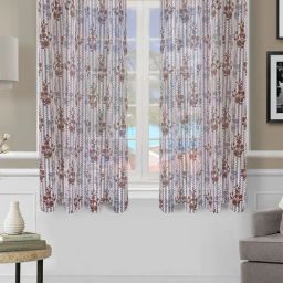 Romee Brown Polyester Floral Curtains and Sheers-28