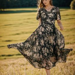 Rare Women Khaki Colour Maxi Floral Dress-image-85
