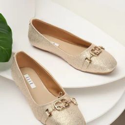 Elle Women's Rose Gold Flat Ballets-image-24