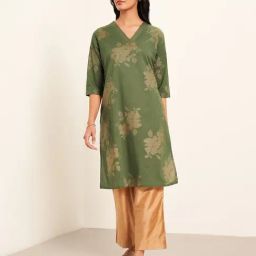 Rangmanch By Pantaloons Green Regular Fit Printed Kurta-27