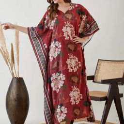 The Kaftan Company Maroon Printed Maxi Kaftan-image-5
