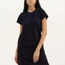 United Colors of Benetton Navy A-Line Dress-image-13