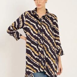 FEMMELLA Navy Blue Relaxed Fit Abstract Casual Shirt-image-32