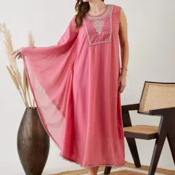 The Kaftan Company Pink Embellished Maxi Dress-image-59
