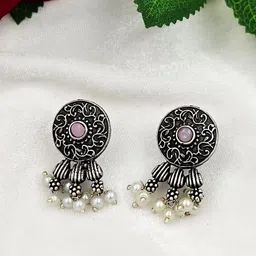 Yash Jewels Emporiums Silver Plated Artificial Beads Beaded Contemporary Drop Earrings-image-79