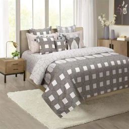 Swayam Zinnia Geometric Multicolor 210 TC Cotton King Bedsheet with 2 Pillow Covers-picture-36