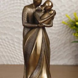 eCraftIndia Family of Husband, Wife and Kid Cold Cast Bronze Resin Decorative Showpiece-image-1