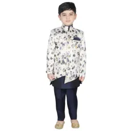 SG Yuvraj Kids Navy & White Floral Print Kurta with Pyjama-image-21