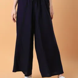 showoffff SHOWOFF Navy Relaxed Fit Mid Rise Trousers-picture-5