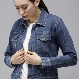VOXATI Blue Regular Fit Denim Jacket-image-28