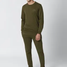 Peter England Olive Green Cotton Regular Fit T-Shirt & Joggers-picture-19