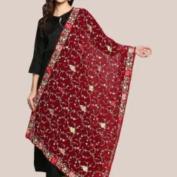 Dupatta Bazaar Maroon Embroidered Dupatta-picture-16