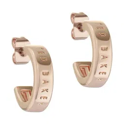 Ted Baker Rose Gold Helanna Nano Logo Hoop Earrings-image-91