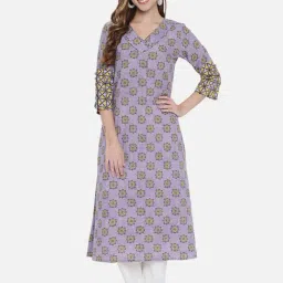 Block Studio Purple Printed A Line Kurta-picture-0