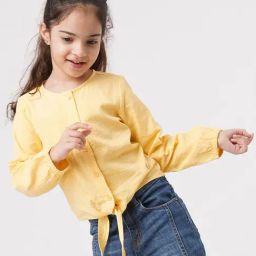 Ed-a-Mamma Kids Yellow Cotton Regular Fit Full Sleeves Top-image-12
