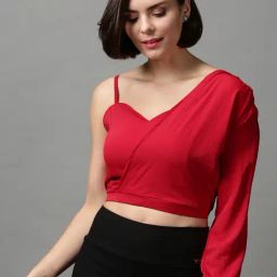 SHOWOFF Red Comfort Fit Crop Top-image-6