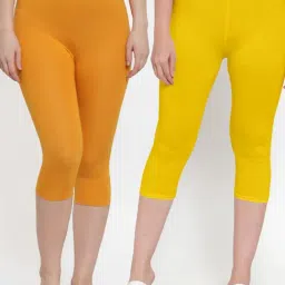 Gracit Yellow & Orange Mid Rise Capris - Pack Of 2-picture-4
