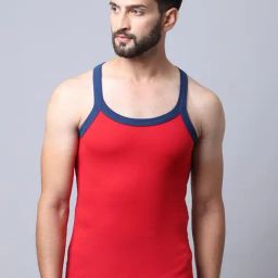Cantabil Red Cotton Regular Fit Vest-image-15