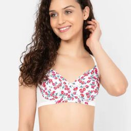 Clovia White Floral Padded T-Shirt Bra-image-122