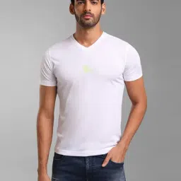 Kazo White Regular Fit V Neck T-Shirt-image-78