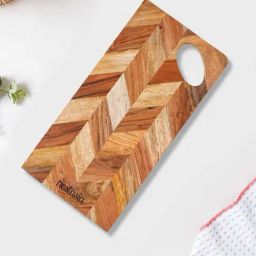 Nestasia 100% Wooden toxin free durable herringbone chevron patterned chopping board (41 X 20 cm )-image-2