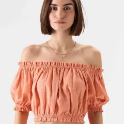 The Souled Store Peach Cotton Crop Top-picture-19