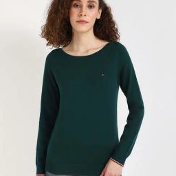 Tommy Hilfiger Cypress Green Cotton Regular Fit Sweater-picture-14