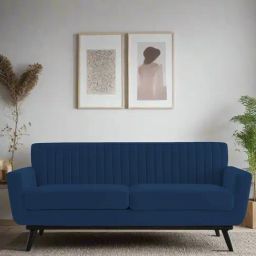 Febonic Imperial Blue Neem Wood Tucker 2 Seater Sofa-image-87