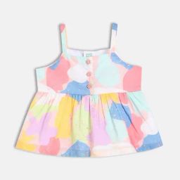 MINIKLUB Girls Multi Cotton Sleeveless Abstract Printed Woven Top-image-16