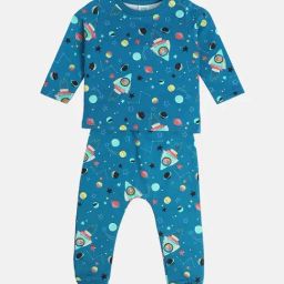 MINIKLUB Boys Blue Cotton Printed Full Sleeves Top And Bottom-picture-17