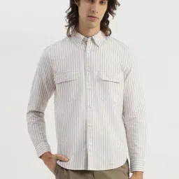 United Colors Of Benetton White Cotton Regular Fit Striped Shirt-picture-41