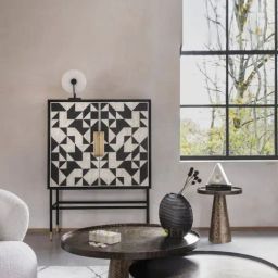 Casagold Black Large Kingsley Bone Inlay Storage Cabinet-14