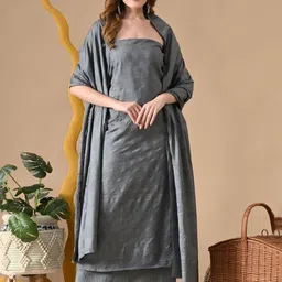 THE WEAVERS SHOP BY RAAVI Chanderi Unstitched Dress Material-picture-18