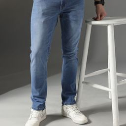 FCUK Men Smart Slim Fit Mid-Rise Light Fade Stretchable Jeans-image-100